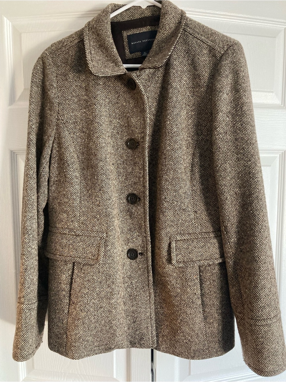 Banana Republic Brown Tweed Button-Front Blazer